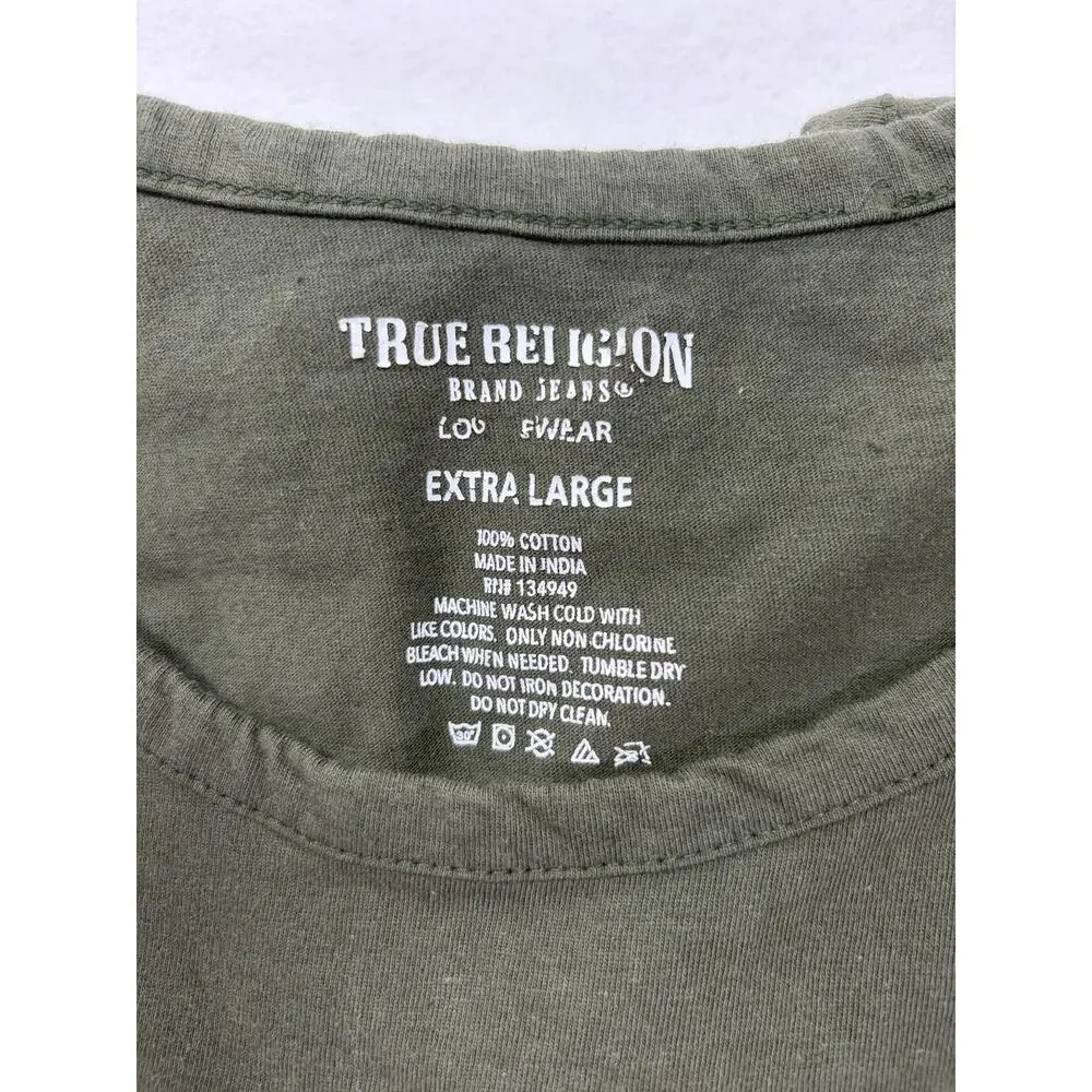 True Religion Brand Jeans Men’s XL Olive Sleeveless Tank Top‎ Horseshoe Logo Tee
